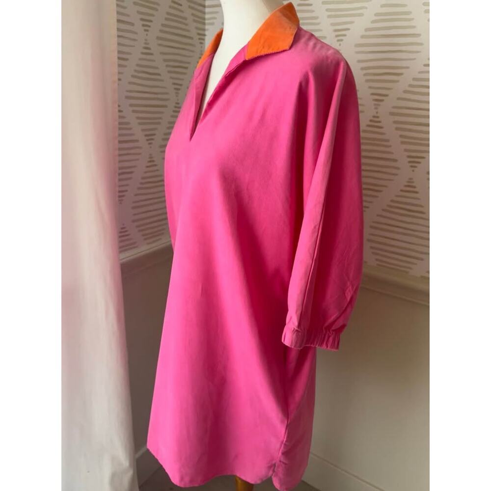 Caryn Lawn Betsy Collar Corduroy Dress One Size Pink Orange NWT - Picture 4 of 10